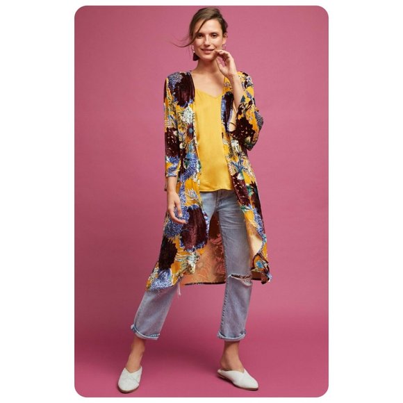 Anthropologie Other - Anthropologie Floreat Aurelia Velvet Burnout Floral Kimono sz OS